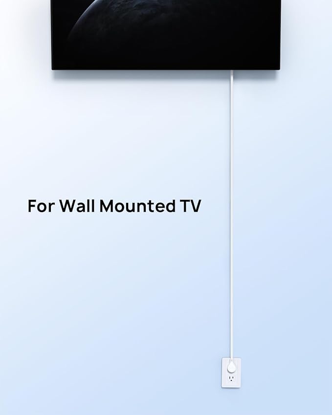 TROND Flat Extension Cord 10ft with 360° Rotating Plug, Low Profile Small Power Strip, 3 Prong Grounded Outlets Cube, 13A, SPT 16/3 AWG Cable, for Indoor Home Office Kitchen Cruise Essentials, White