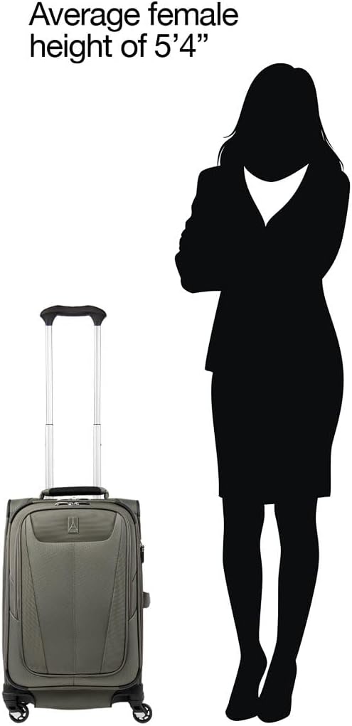 Travelpro Maxlite 5 Softside Expandable Carry on Luggage with 4 Spinner Wheels, Lightweight Suitcase, Men and Women, Slate Green, Carry On 21-Inch