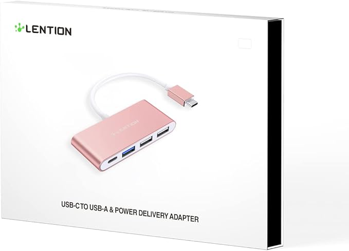 LENTION 4-in-1 USB-C Hub with Type C, USB 3.0, USB 2.0 for 2024-2016 MacBook Pro (M1-M4), iPhone 16-15 New Mac Air/Surface, ChromeBook, More, Multiport Charging & Connecting Adapter (C13, Rose Gold)