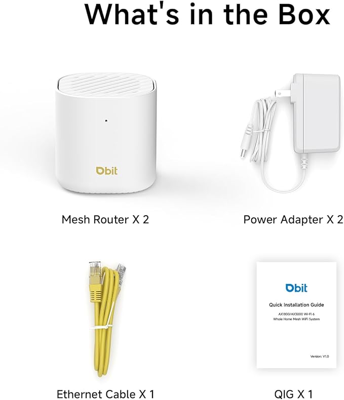 DBIT AX3000 WiFi 6 Mesh Wi-Fi System | 4,500 Sq Ft Coverage & 150 Devices | Dual-Band, Seamless Roaming, Parental Controls | Replaces Wireless Router and Extender | 2 Gigabit Ports Per Unit (2-Pack)