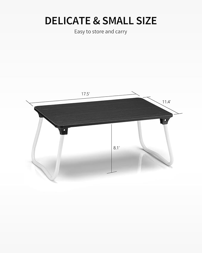 Ruxury Foldable Lap Desk Laptop Stand Bed Desk Table Tray, Breakfast Serving Tray, Portable & Lightweight Mini Table, Lap Tablet Desk for Sofa Couch Floor - Black