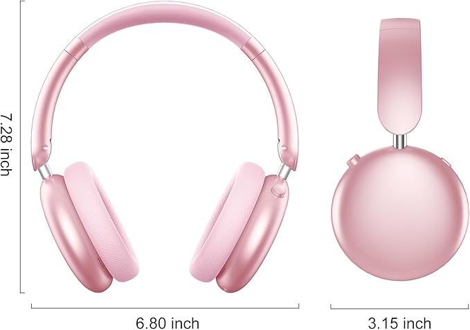 Wentronic Y06 Noise Cancelling Headphones,58H Playtime and 5 EQ Music Modes Wireless Over Ear Bluetooth Headphones with Microphone,Lossless Audio,Multipoint Connection,Foldable,Lightweight,Pink