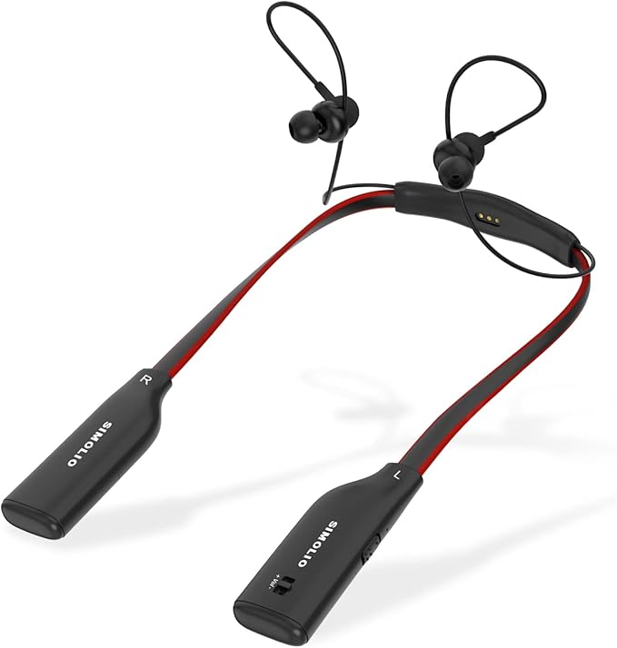 SIMOLIO Digital Wireless Headphones for TV Watching, Boosted Volume & Clear Voice, Separate Right/Left Volume Controls, Wireless Earbuds for TV, No Delay, Spare Battery