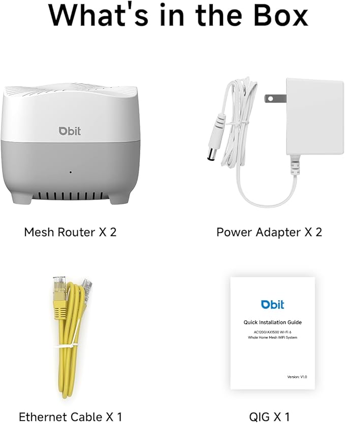 DBIT AX1500 WiFi 6 Mesh Wi-Fi System | 3,900 Sq Ft Coverage & 120 Devices | Dual-Band, Seamless Roaming, Parental Controls | Replaces Wireless Router and Extender | 4 Gigabit Ports Per Unit (2-Pack)
