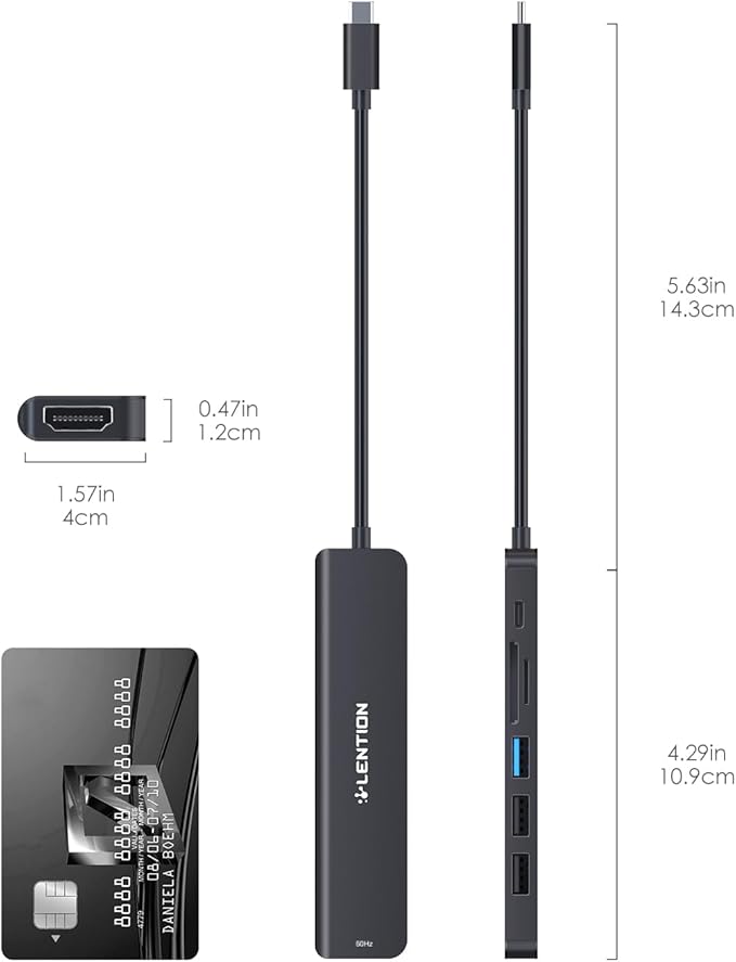 LENTION USB C Hub with 100W Charging, 4K@60Hz HDMI, Dual Card Reader, USB 3.0 & 2.0 Compatible 2024-2016 MacBook Pro, New Mac Air/Surface, Chromebook, More, Stable Driver Adapter (CB-CE18p.Black)