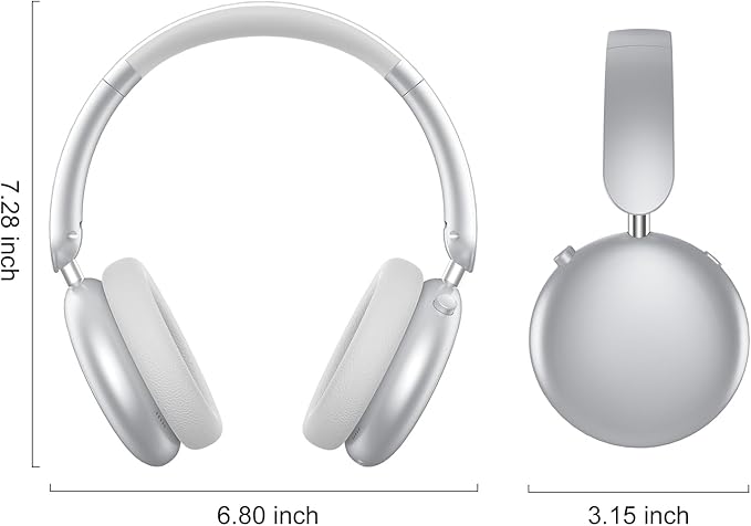 Wentronic Y06 Noise Cancelling Headphones,58H Playtime and 5 EQ Music Modes Wireless Over Ear Bluetooth Headphones with Microphone,Lossless Audio,Multipoint Connection,Foldable,Lightweight,Silver