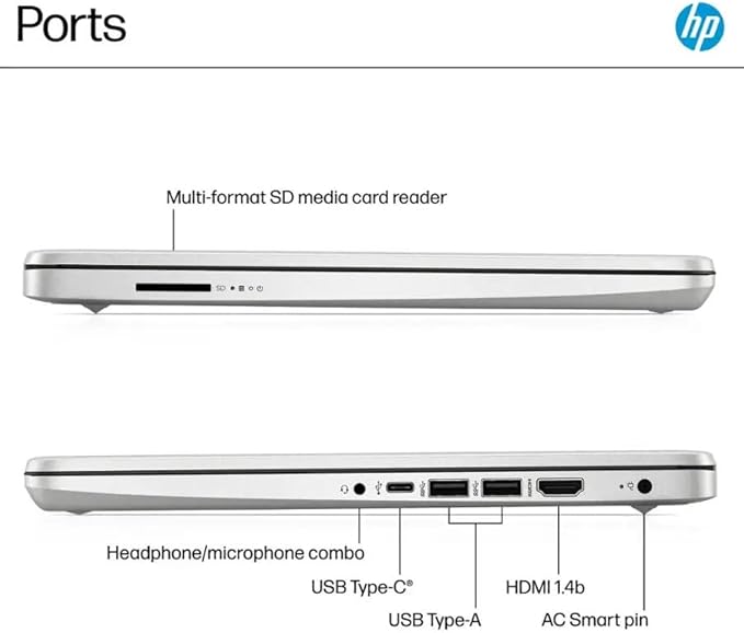 HP Ultrabook, Intel CPU, 8GB RAM, 1.6TB Storage (128GB OnBoard w/ 512GB Portable Drive + 1TB OneDrive), Up to 12 Hours Battery Life, Windows 11 Pro, Natural Silver, w/WOWPC 3-in-1 Bundle