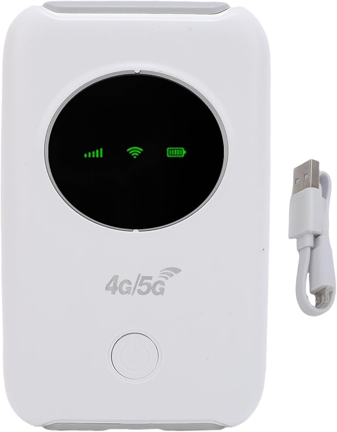 4G 5G LTE WiFi Mobile Hotspot, Portable Travel WiFi Router with SIM Card Slot, Supports 10 Connected Devices, 300Mbps Color LED Screen, Unlocked USB WiFi Modem for Travel,