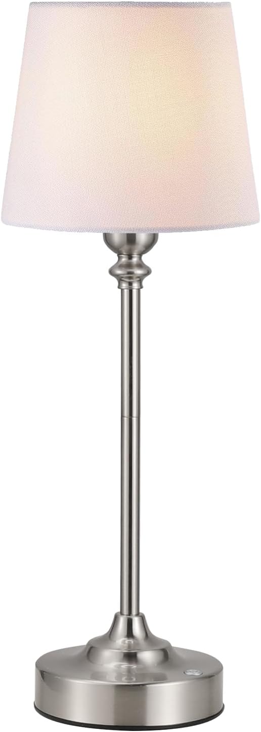 Kakanuo Cordless Table Lamp Rechargeable Silver - 1 Pack 4000mAH Battery Operated Lamp for Decor, 3000K Stepless Dimming Touch Control Wireless Lamp for Bedroom, Dining Table, Counter, Living Room