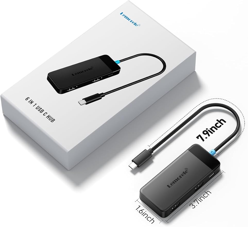 Lemorele Docking Station Dual Monitor, 6 in 1 USB C Hub Multiport Adapter w/2 HDMI 4K, 5Gbps USB3.0 & 2 USB2.0, 100W PD Charging - USB C Dock for Laptop Dell/Lenovo/HP/MacBook/Surface - Plug and Play