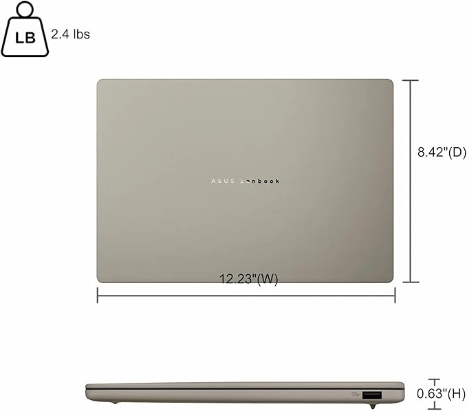 ASUS Zenbook A14 Laptop 14" WUXGA OLED (100% DCI-P3, 600nits HDR) Qualcomm 8-core Snapdragon X Plus (Up to 45 Tops) 16GB RAM 512GB SSD for Creator Business Professional Win11 ICP Hub w/Copilot+ AI
