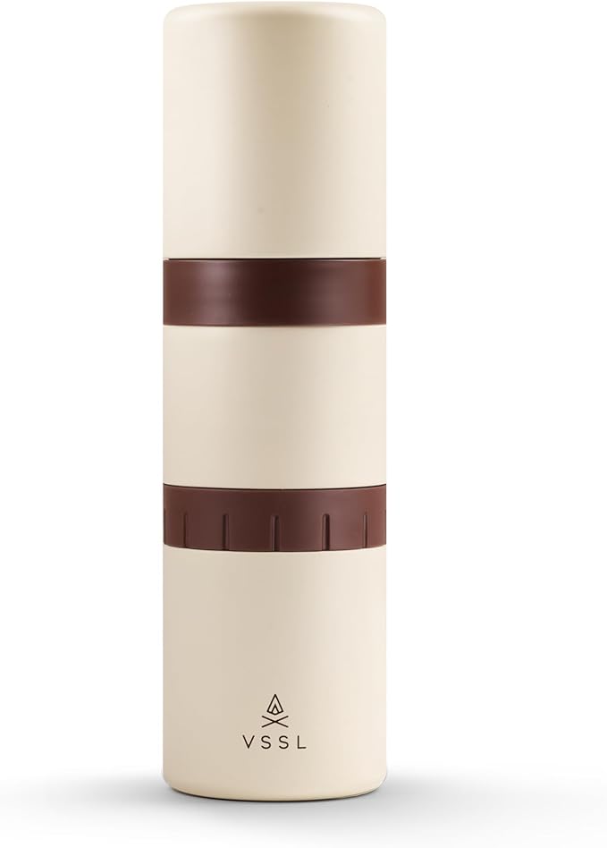 Nest Pour Over Coffee Kit | Coffee Maker for Camping | All-In-One Travel Pour Over | Transportable Dripper, Two 10oz Stainless Steel Travel Mugs | Compact Storage & Adventure Ready | Cream