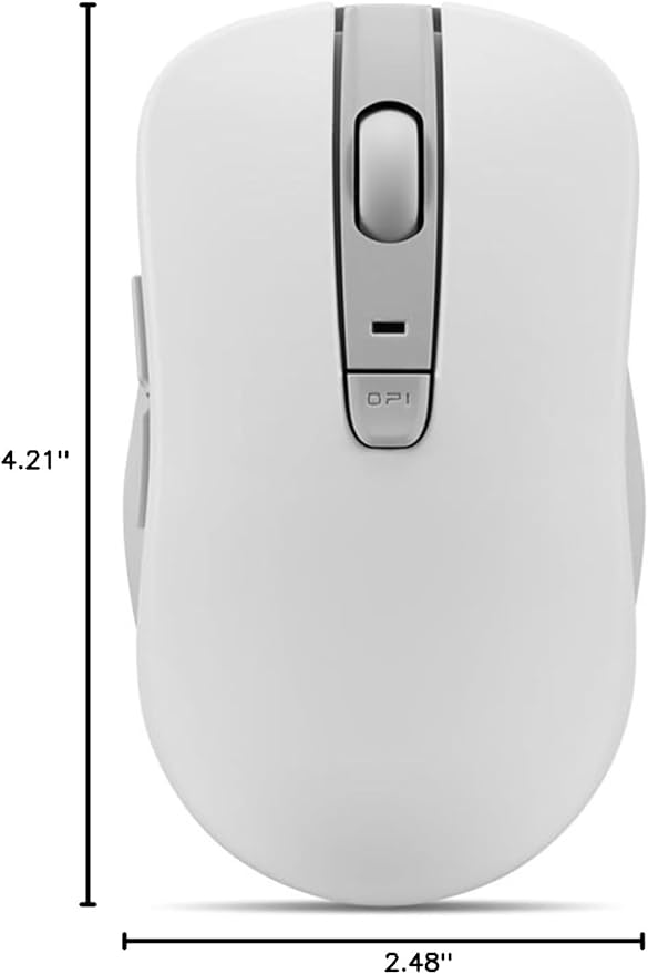 Lenovo Bluetooth Silent Mouse (WL300) - 5 Button Computer Mouse with Silent Left & Right Click – Sculpted Grip, Microsoft Swift Pair, Up to 1600 DPI (White)