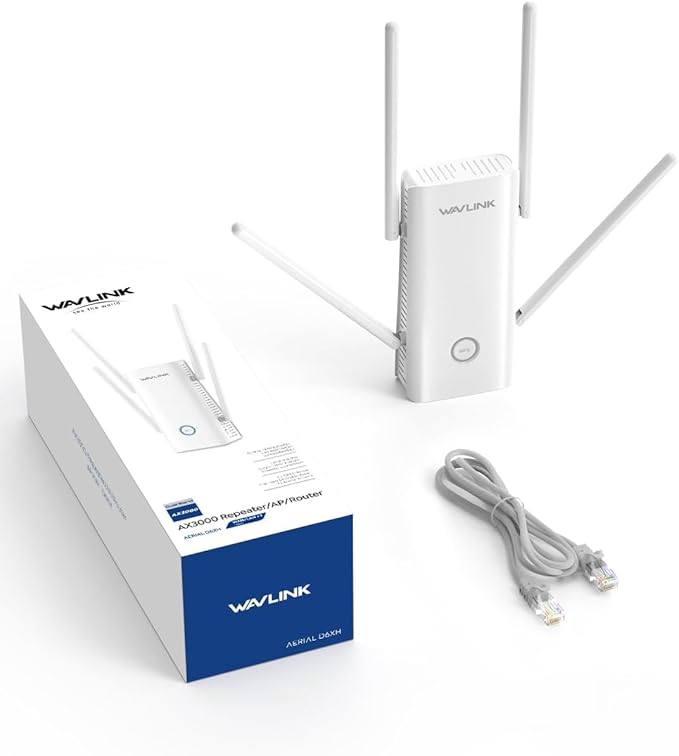 WAVLINK AX3000 WiFi 6 Extender - Internet Extender WiFi Booster with 5 High-Gain Antennas & Beamforming, Dual Band Whole Home Coverage, Gigabit Port, Repeater/AP/Router Mode for 256 Devices