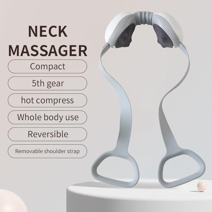 Mini Neck Massager with Handle, Electric Shoulder Massager with 12 Speeds for Pain Relief Deep Tissue, Neck, Back, Shoulder, White
