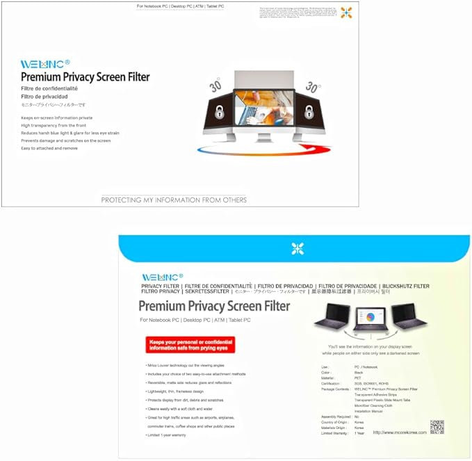 21 Inch (Measured diagonally) 16:10 Wide -Monitor Privacy Screen Filter - Width 17.8 Inch (452 mm), Height 11.14 Inch (283 mm) Except Edges - Please Check The Dimensions of The Screen!