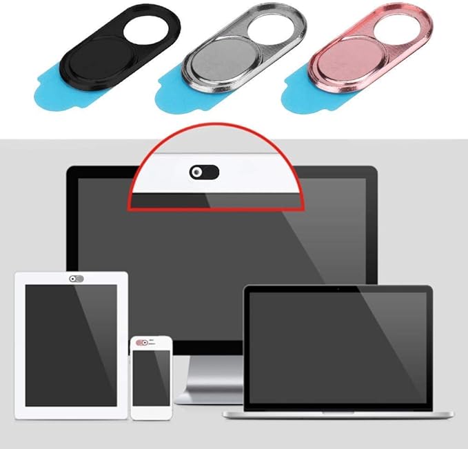 ASHATA 3pcs Metal Camera Lens, Ultra Thin Camera Cover Webcam Cover Blocker Slider for Smartphone Tablet Desktop Laptop(Tricolo