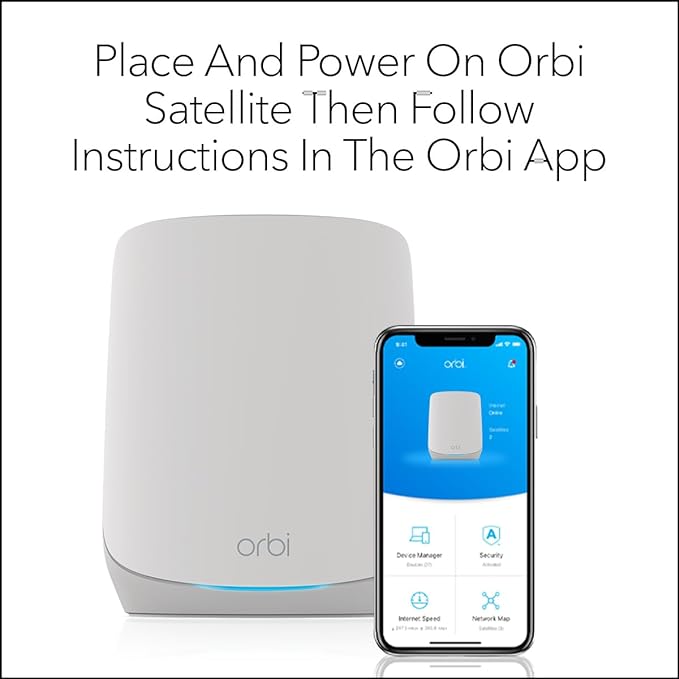 NETGEAR Orbi Whole Home Tri-Band Mesh WiFi 6 Add-on Satellite (RBS760) – Works with Your Orbi WiFi 6 System – Security Features - Adds Coverage up to 2,500 sq. ft. - AX5400 up to 5.4 Gbps