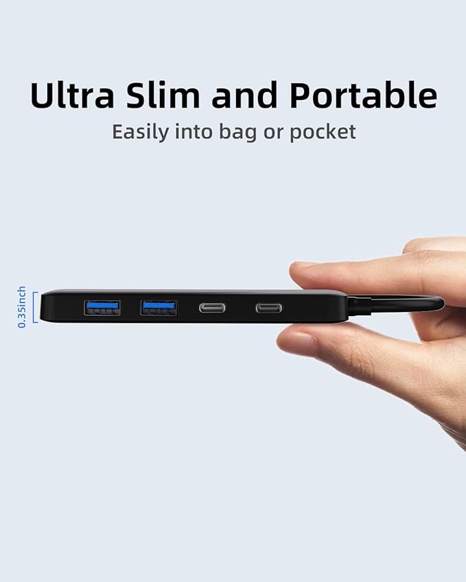 Dual USB C USB A 3.0 Hub: 4 Ports with 2* USB-C 3.0 and 2* USB-A 3.0, Ultra Slim Portable USB Splitter Adapter for Laptop, PS4, Flash Drive, HDD, Xbox, Printer, Mouse, Keyboard, Computer Accessories