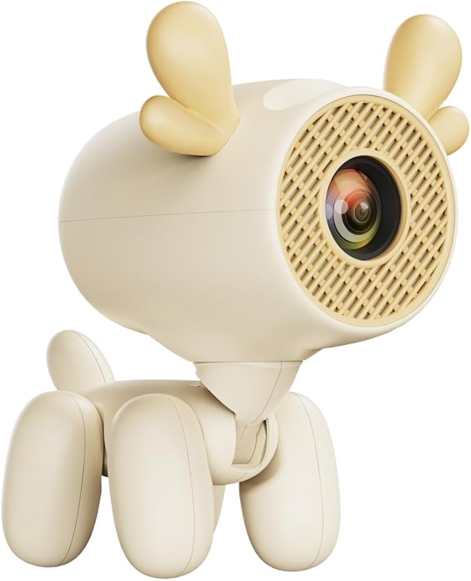 Deer-Shaped Mini Projector, Kids Projector, 720P HD Portable Projector with Cute Antler Design, 160ANSI Lumens, Compatible with iPhone/Android/HDMI/USB