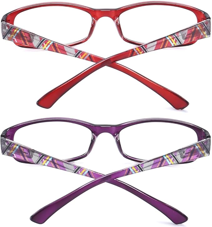 Reading Glasses Womens Blue Light Blocking - 2 Pairs Ladies Computer Readers +1.25 Lightweight Quality Colorful Eyeglass