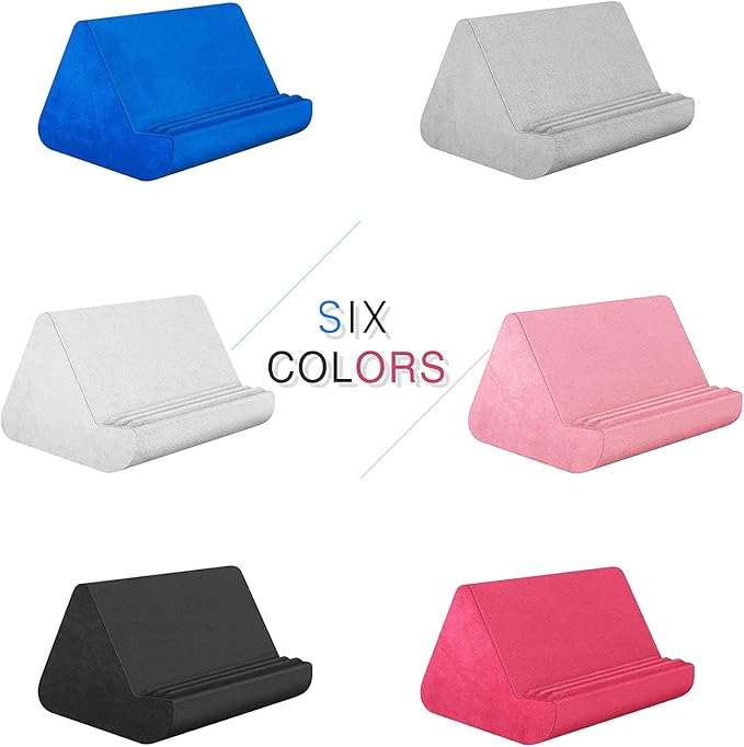 Soft Tablet Stand Pillow with Pocket,Adjustable 3 Viewing Angle,Lazy Holder for Bed Sofa,Compatible with iPads Tablets eReaders Smartphones Books Magazines (Light Pink)