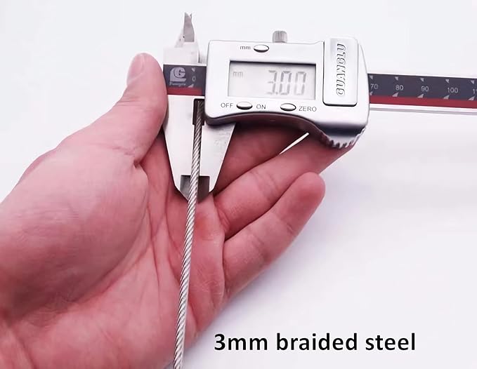 100CM/3.3ft 3mm Outdoor Travel Security Cable Lock,Braided Steel Coated Safety Cable Luggage Lock,Safety Cable Wire Rope Double Loop Lightweight GOMRQING (2 Pack)