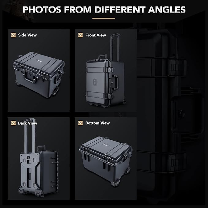 Lykus HC-5230 Large Waterproof Hard Case with Wheels and Customizable Foam, Interior Size 20.5x14.2x13.6 inch, Suitable for cameras, lenses, electronic equipment and more