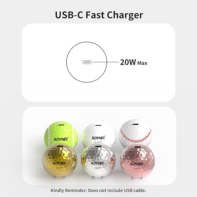 USB C Charger Block 20W,Creative Golf Ball Type C Wall Charger,GaN III Power Adapter with UL Certified,Fast Charging for iPhone 16/15 Series, Galaxy, Google Pixel,iPad,AirPods