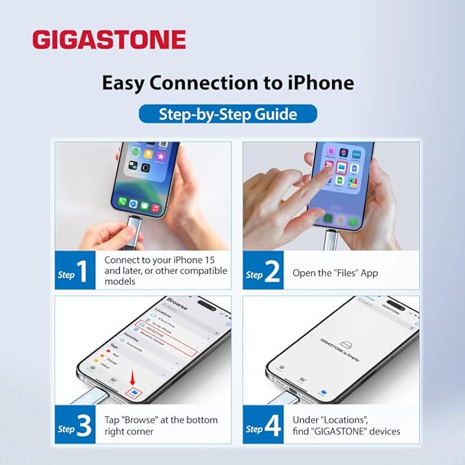 Gigastone Duo Go USB-A+C 2TB (2-Pack) Dual External Portable SSD 1,050MB/s Glossy Surface, Supports Apple 4K 60fps ProRes HDR Video Recording USB3.2 Gen 2 for iPhone 16 PS5 Mac iPad Laptop Android