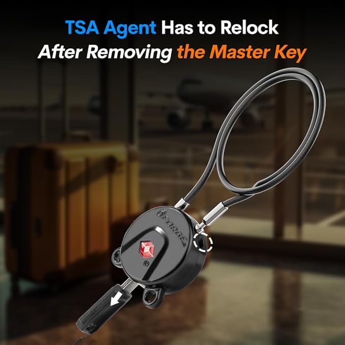 Forge TSA Approved Luggage Locks, Ultra-Secure Dimple Key Travel Lock, Extra long-15'' Cable Locks with Zinc Alloy Body