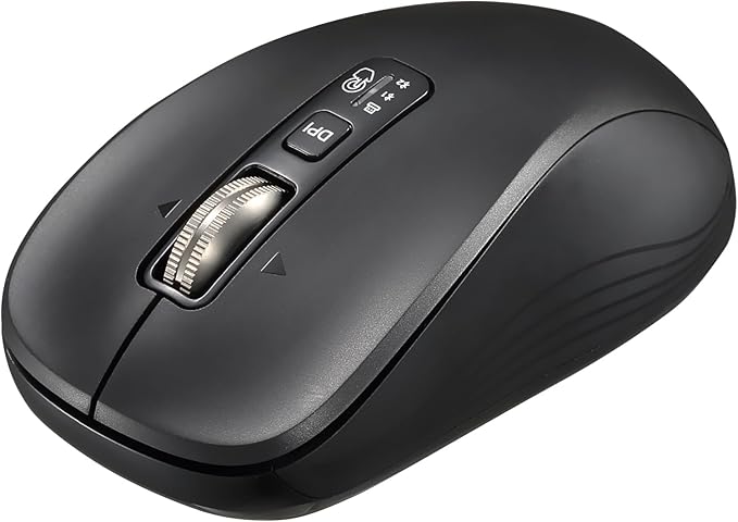 Wireless Mouse with 2 Bluetooth and 1 USB, 4-Way Scrolling, Full Size Mouse, Silent, Long Battery Life, Adjustable Cursor Speed, for Computer, Laptop, Tablets, iPad, Desktop, MacBook (No Side buttons)