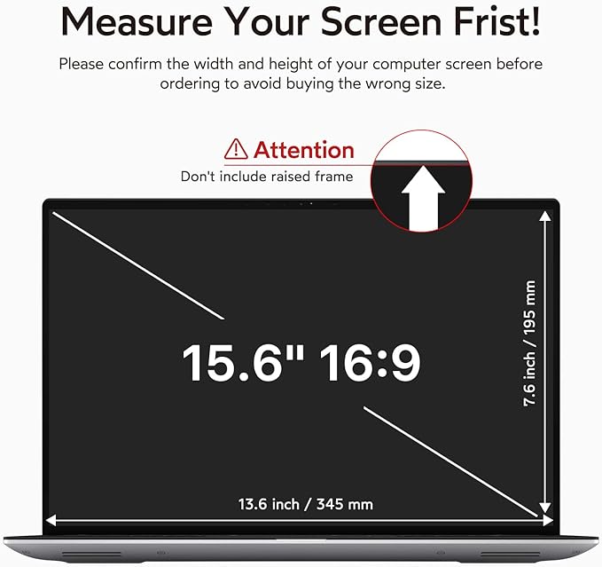 bersem 2 Pack 15.6 Laptop Privacy Screen for 16:9 Ratio Computer Monitor, Removable, Anti Glare, Blue Light Filter, Anti-Spy, Anti-Scratch, UV-Blocking