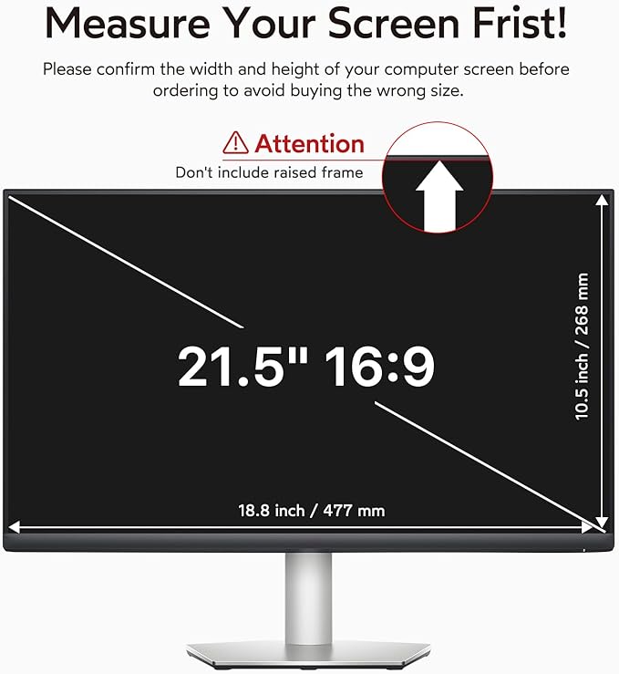 bersem 2 Pack 21.5 Inch Monitor Computer Privacy Screen Filter for 16:9 Ratio,Removable Monitor Anti-Glare & Privacy Filters for 21.5 Inch, Anti Blue Light, Anti-Spy, Anti-Scratch, UV-Blocking