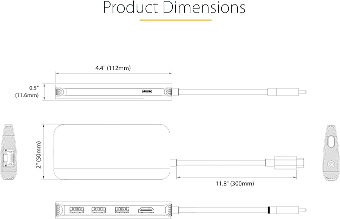 StarTech.com 6-in-1 USB-C Hub for Monitors, 4K 60Hz HDMI Video, HDR10, Gigabit Ethernet, USB 5Gbps Hub, 100W Laptop Charging with Cable Management for MacBook M1 M2 M3 M4 and Windows
