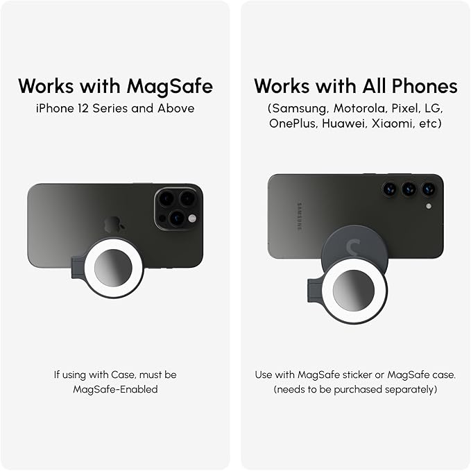 ShiftCam SnapStudio Light - Magnetic LED Ring Light with Adjustable Brightness, AdjustableTemperature, USB-C Charging, MagSafe Compatibility - Ideal for Vlogging and Mobile Photography (Midnight)