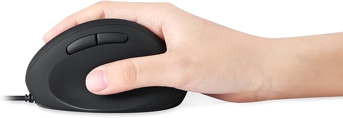Perixx PERIMICE-519 Wired Ergonomic Vertical Mouse - Portable Small Design - 105x67x58 mm - Right Handed Black
