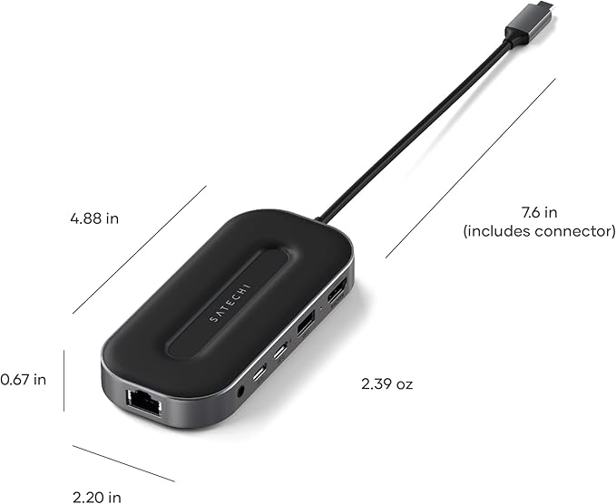 Satechi USB C Hub Multiport Adapter, USB4 6 in 1 with 8K HDMI, 100W USB C PD Charging, 2X USBC and 1x USB-A Data Ports, Ethernet, Audio Jack, for MacBook & Windows