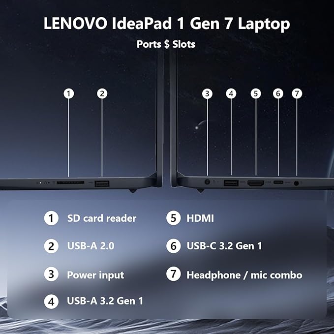 Lenovo IdeaPad 1i Laptop, 15.6" FHD Touchscreen, Intel Core i5-1235U Processor, 16GB RAM, 512GB SSD, Webcam, HDMI, Wi-Fi 6, Windows 11 Home, Blue