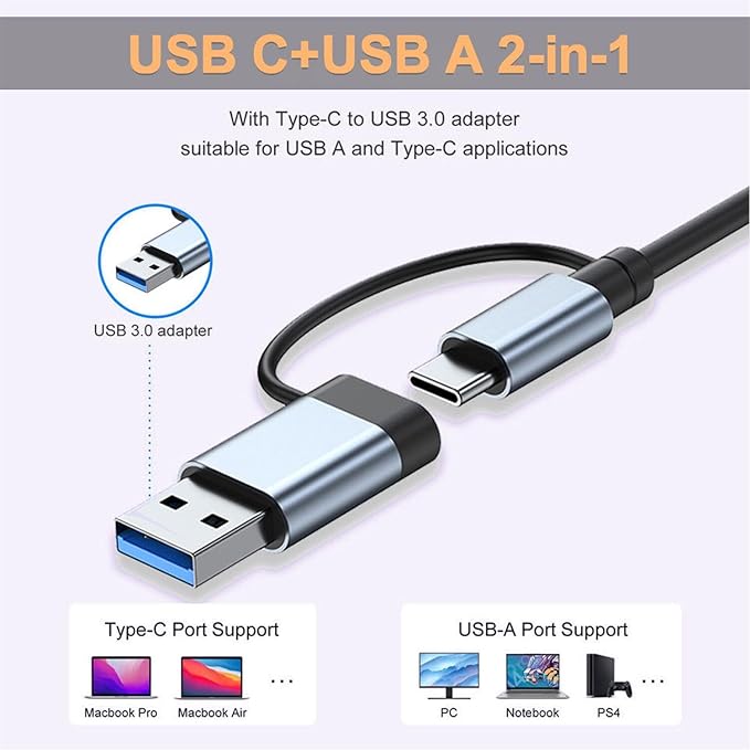 VIENON 5 in 1 Aluminum USB-C Hub with Memory Card Reader and 3 USB 3.0 Ports, for PC, Laptops, MacBook Pro/Air, iMac Pro, Surface and Tablet