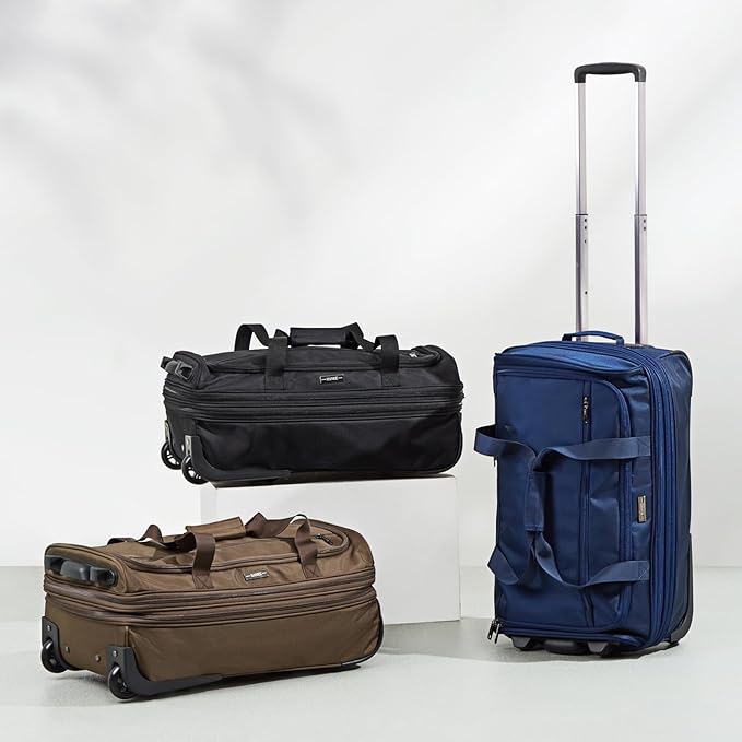 Hanke Expandable Carry On Luggage Suitcases with Wheels Foldable Duffle Bag for Travel Carry On suitcase Weekend Bag for Women Men(Coffee)