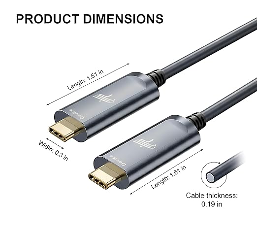 Fiber Optic USB C to USB C Cable(33ft),Slim Long Extension High Speed 10Gbps USB 3.2 Active Optical Compatible with Webcams,Cameras,AR/VR for Video Conference,Data Center