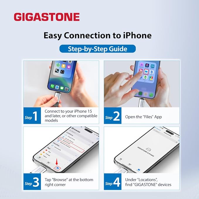 GIGASTONE Duo Go USB-A+C 512GB (2-Pack) Dual External Portable SSD 500MB/s Glossy Surface, Supports Apple 4K 60fps ProRes HDR Video Recording USB3.2 Gen 2 for iPhone 16 PS5 Mac iPad Laptop Android