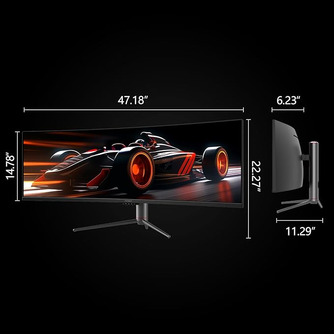 INNOCN 49" Curved Monitor Ultrawide Gaming 120Hz 32:9 QHD 5120 x 1440P Computer Monitor, R1800, 99% sRGB, HDR400, USB Type C, DisplayPort, HDMI, Built-in Speakers, Height/Tilt Adjustable - 49C1R