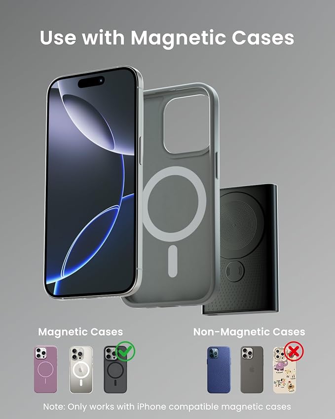 Kesguar Magnetic Portable Charger, 10000mAh 22.5W PD Super Fast Charging Wireless Power Bank. Ultra-Strong Magnet, USB C in&Out Battery Pack for Magsafe, iPhone 17/16/15/13/12 Pro Series, Black