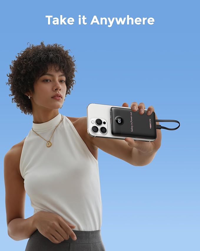 VEEKTOMX Portable Charger Built-in Cables, Power Bank for iPhone, Fast Charge USB C Battery Pack Travel Essentials Phone Charger Compatible with iPhone 17/16/15/14, Samsung S25/24