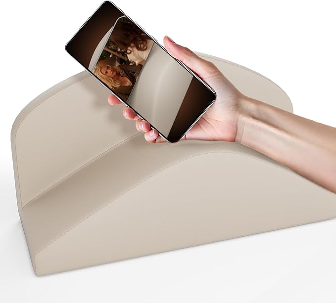 Pillow Phone Holder, Reduce Wrist Pressure, Pillow Stand Compatible with 12.2” Kindle, Phone, iPad, can Hold 2 Phones, Multi-Angle Tablet Pillow Stand with Removable case, Washable