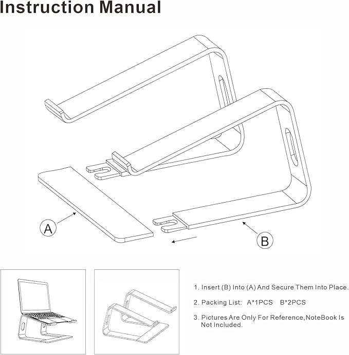 Ergonomic Aluminum Laptop Stand - Detachable Mount Compatible With MacBook Pro/Air, HP, Lenovo, Samsung, Huawei - All 10-17.3" Laptops (Gold)