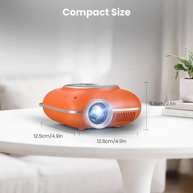Mini Projector with Two -Way Bluetooth, Portable Projector for Home Theater Use, Support 1080P for Outdoor Projector/Movie Projector Compatible with HDMI, USB, Laptop, TV Stick (Orange)