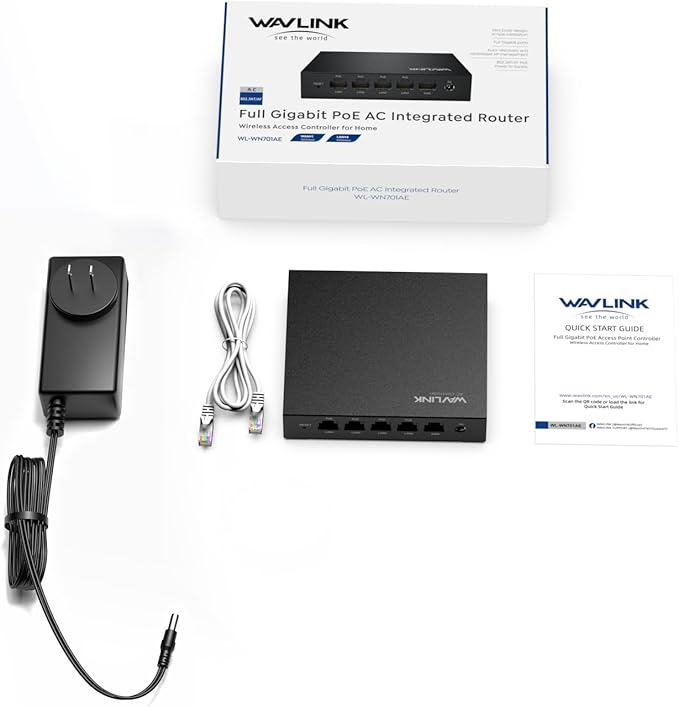 WAVLINK 5 Port Gigabit PoE Ethernet Network Switch, AC Controller – 4X LAN + 1 WAN 1000Mbps, Supports IEEE 802.3AF/at, Auto-Discovery & Centralized AP Management for Home, Hotel, Office